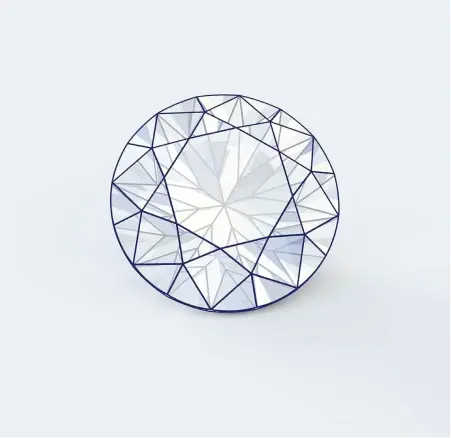 vue schématique taille brillant 58 facettes